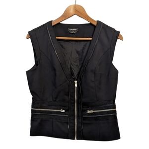 Y2K Bebe  Black Zipper Vest Waistcoat Office Siren